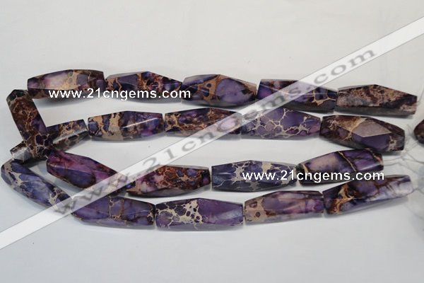 CDE386 15.5 inches 12*40mm faceted rice dyed sea sediment jasper beads