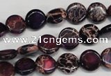 CDE405 15.5 inches 10mm flat round dyed sea sediment jasper beads