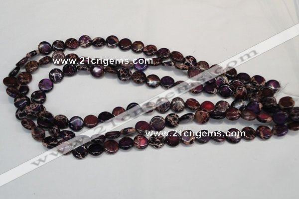 CDE405 15.5 inches 10mm flat round dyed sea sediment jasper beads