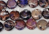 CDE406 15.5 inches 12mm flat round dyed sea sediment jasper beads