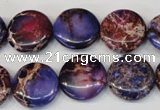 CDE408 15.5 inches 16mm flat round dyed sea sediment jasper beads