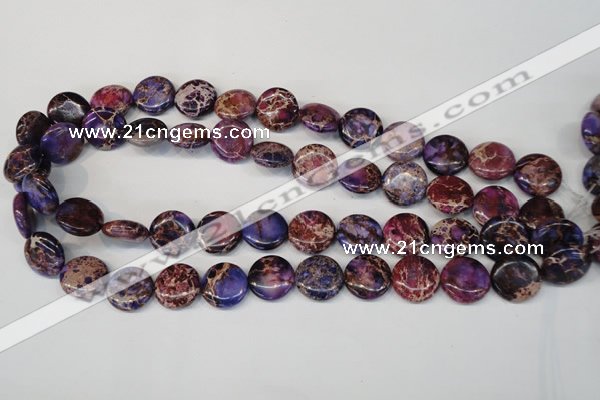 CDE408 15.5 inches 16mm flat round dyed sea sediment jasper beads