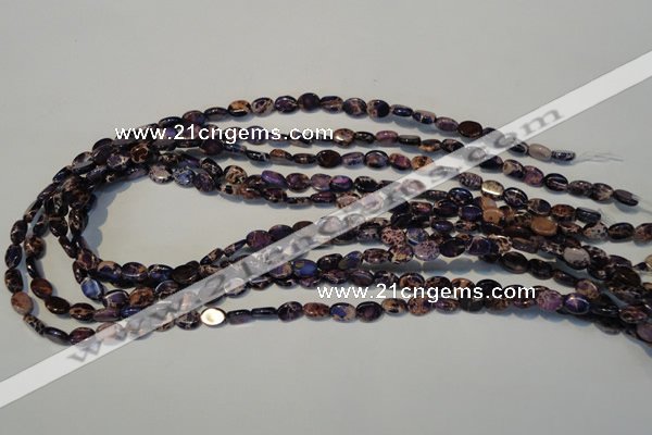 CDE414 15.5 inches 6*8mm oval dyed sea sediment jasper beads