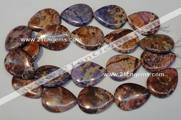 CDE461 15.5 inches 30*40mm flat teardrop dyed sea sediment jasper beads