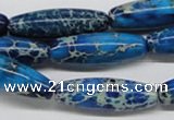 CDE48 15.5 inches 10*30mm rice dyed sea sediment jasper beads