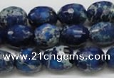 CDE49 15.5 inches 12*15mm faceted egg-shaped dyed sea sediment jasper beads