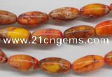 CDE510 15.5 inches 8*16mm rice dyed sea sediment jasper beads