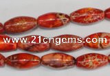 CDE512 15.5 inches 8*16mm rice dyed sea sediment jasper beads