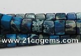 CDE52 15.5 inches 6*6mm cube dyed sea sediment jasper beads wholesale