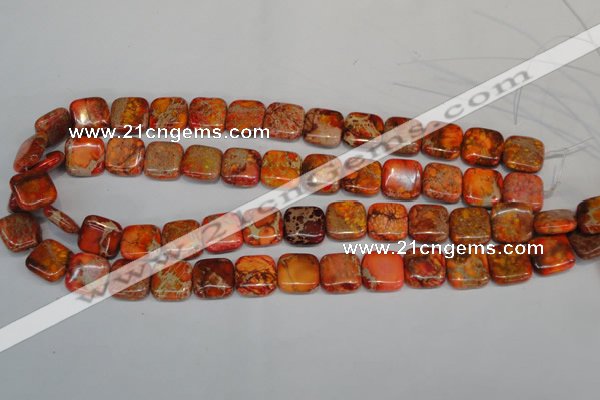 CDE540 15.5 inches 14*14mm square dyed sea sediment jasper beads