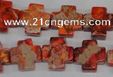 CDE561 15.5 inches 16*16mm cross dyed sea sediment jasper beads