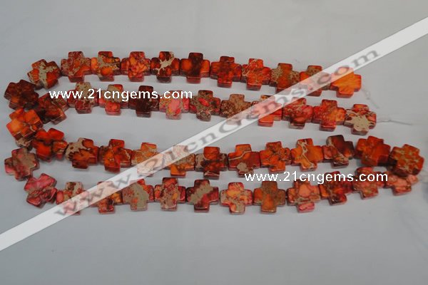 CDE561 15.5 inches 16*16mm cross dyed sea sediment jasper beads