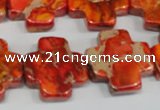 CDE563 15.5 inches 20*20mm cross dyed sea sediment jasper beads