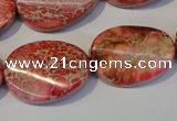 CDE575 15.5 inches 18*25mm twisted oval dyed sea sediment jasper beads