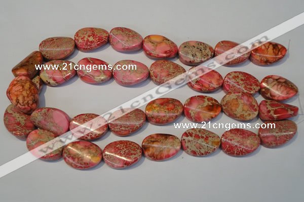 CDE575 15.5 inches 18*25mm twisted oval dyed sea sediment jasper beads