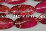 CDE647 15.5 inches 15*30mm oval dyed sea sediment jasper beads