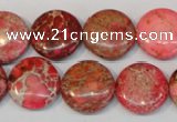 CDE655 15.5 inches 16mm flat round dyed sea sediment jasper beads