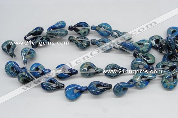 CDE66 15.5 inches 20*30mm petal shaped dyed sea sediment jasper beads