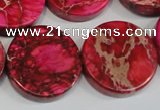 CDE665 15.5 inches 25mm coin dyed sea sediment jasper beads