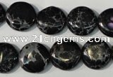 CDE688 15.5 inches 15mm flat round dyed sea sediment jasper beads