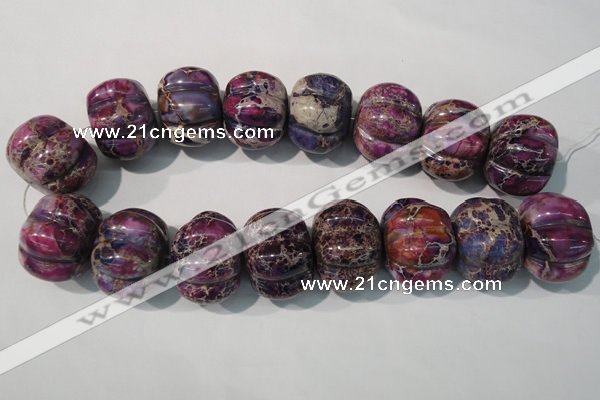 CDE702 15.5 inches 26*32mm pumpkin dyed sea sediment jasper beads