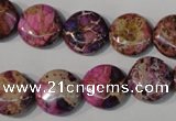 CDE706 15.5 inches 14mm flat round dyed sea sediment jasper beads