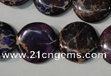 CDE707 15.5 inches 20mm flat round dyed sea sediment jasper beads