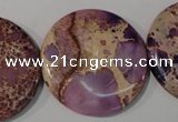 CDE708 15.5 inches 35mm flat round dyed sea sediment jasper beads