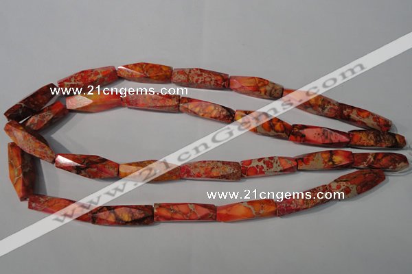 CDE744 15.5 inches 8*30mm faceted rice dyed sea sediment jasper beads