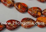 CDE754 15.5 inches 13*18mm flat teardrop dyed sea sediment jasper beads