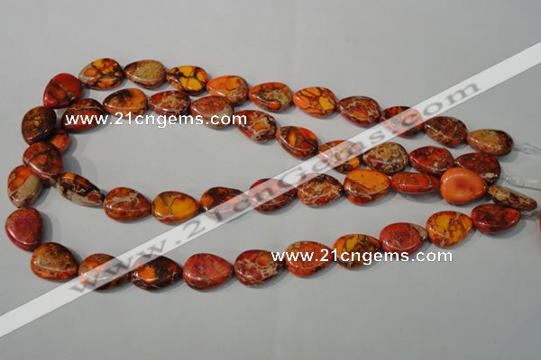 CDE754 15.5 inches 13*18mm flat teardrop dyed sea sediment jasper beads