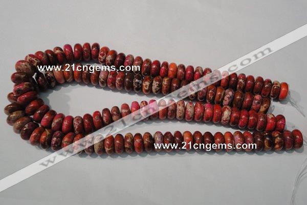 CDE775 15.5 inches 6*14mm rondelle dyed sea sediment jasper beads