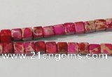 CDE780 15.5 inches 5*5mm cube dyed sea sediment jasper beads