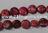 CDE785 15.5 inches 10mm flat round dyed sea sediment jasper beads