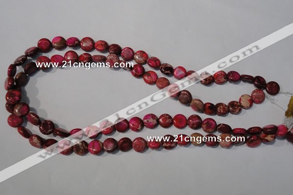 CDE785 15.5 inches 10mm flat round dyed sea sediment jasper beads