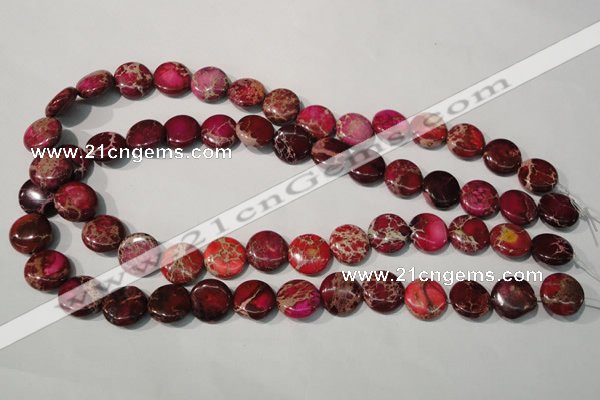 CDE786 15.5 inches 14mm flat round dyed sea sediment jasper beads