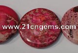 CDE788 15.5 inches 30mm flat round dyed sea sediment jasper beads