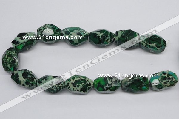 CDE80 15.5 inches 20*30mm faceted nuggets dyed sea sediment jasper beads