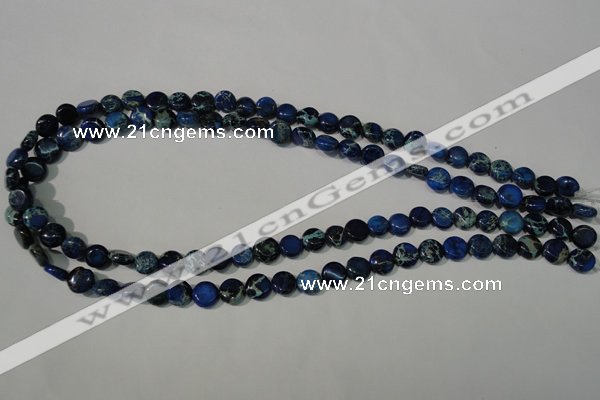 CDE905 15.5 inches 8mm flat round dyed sea sediment jasper beads