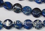 CDE906 15.5 inches 12mm flat round dyed sea sediment jasper beads