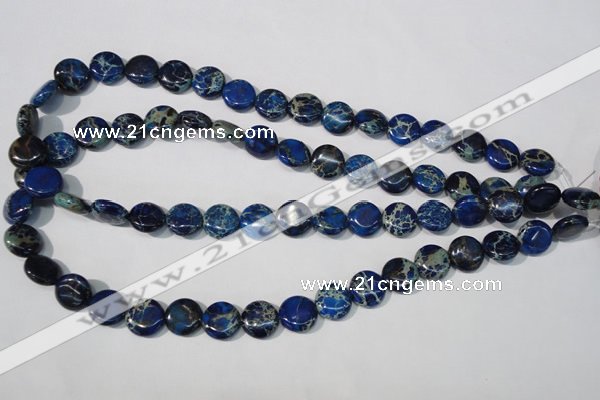 CDE906 15.5 inches 12mm flat round dyed sea sediment jasper beads