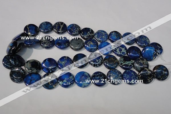 CDE908 15.5 inches 20mm flat round dyed sea sediment jasper beads