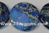 CDE909 15.5 inches 35mm flat round dyed sea sediment jasper beads