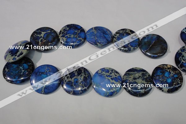 CDE909 15.5 inches 35mm flat round dyed sea sediment jasper beads
