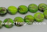 CDE91 15.5 inches 12mm flat round dyed sea sediment jasper beads