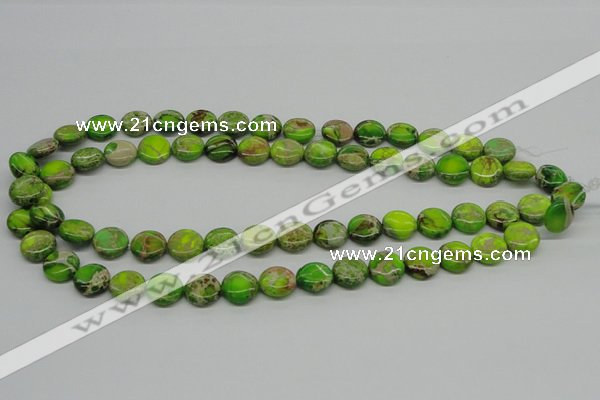 CDE91 15.5 inches 12mm flat round dyed sea sediment jasper beads