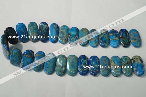 CDE917 15.5 inches 15*30mm oval double drilled dyed sea sediment jasper beads