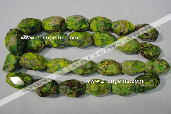 CDE933 15.5 inches 19*30mm faceted nuggets dyed sea sediment jasper beads