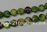 CDE935 15.5 inches 8mm flat round dyed sea sediment jasper beads