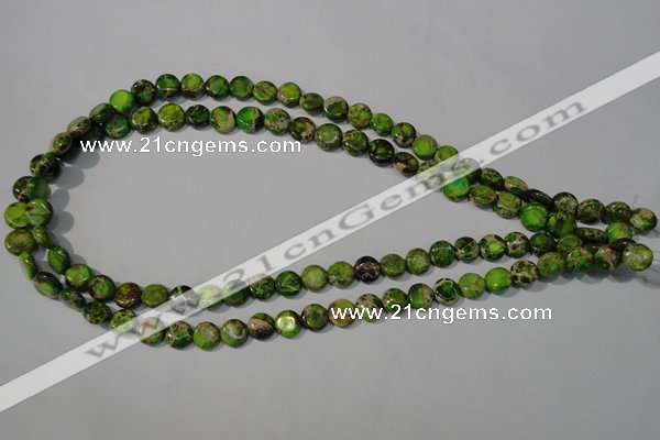 CDE935 15.5 inches 8mm flat round dyed sea sediment jasper beads